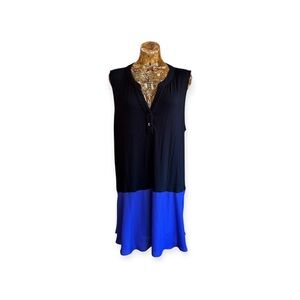 LOGO by Lori Goldstein tio tunic black blue sleeveless plus size 2XL